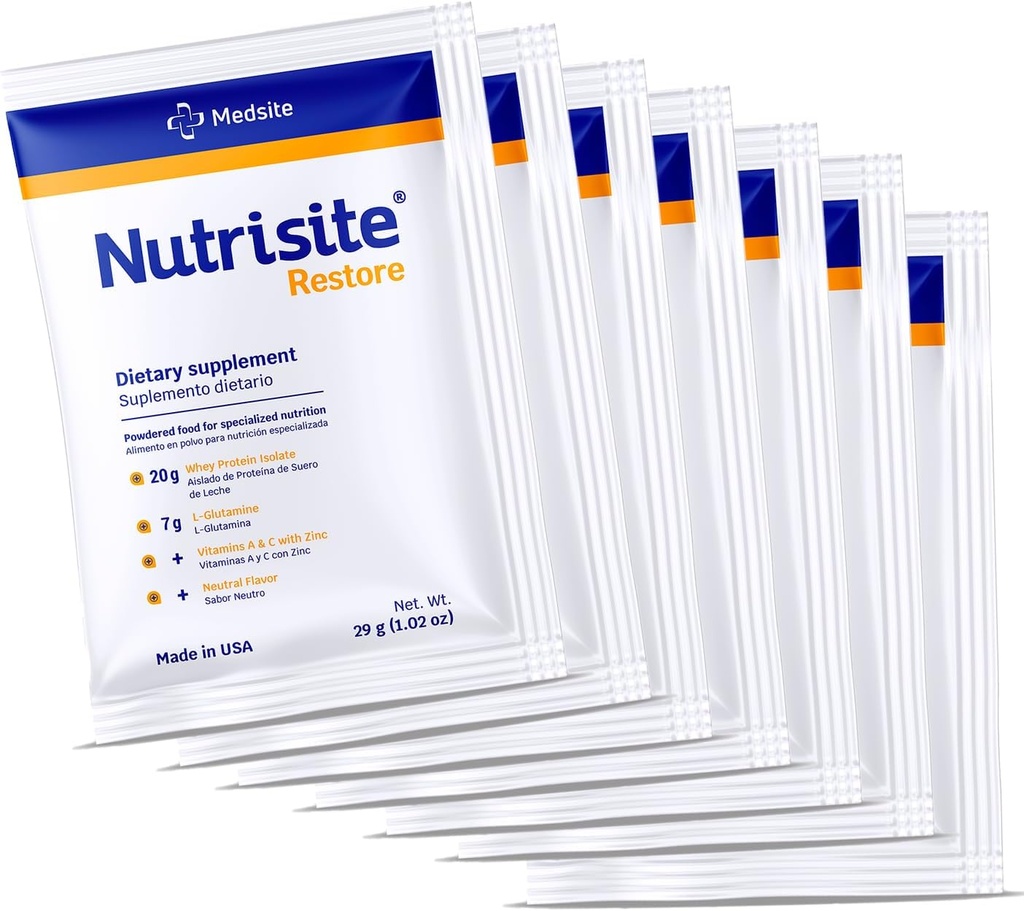 Wound 치유 지원을위한 영양 복원 분말, Whey Isolate Protein, L-Glutamine, 비타민 A, C 및 아연 - 글루텐 및 Sacarose Free, Unflavored (7 서빙) 1.02 Oz