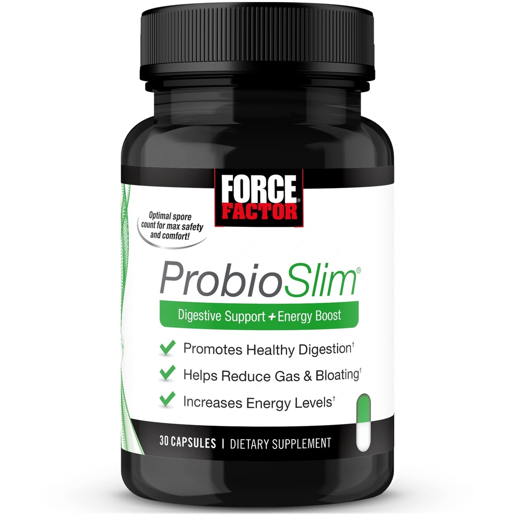 여성과 남성을 위한 역률 ProbioSlim Probiotics, Probiotics for Digestive Health to Reduce Bloating, Gas, & Occasional Diarrhea, Prebiotics, LactoSpore, & Green Tea for Energy, 30 캡슐
