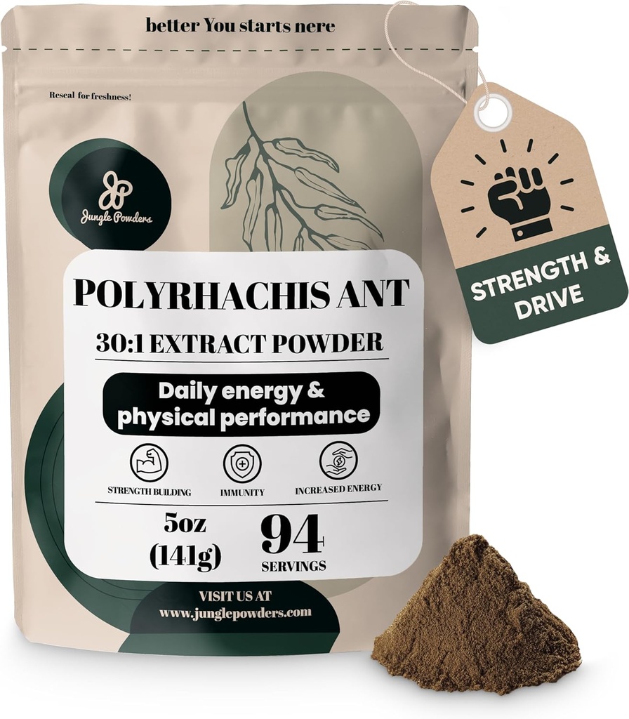 정글 분말 블랙 Ant 추출 분말 30:1 농도, 94 서빙 - 5 순수한 Polyrhachis의 Ounces 블랙 Ant 보충, 필러 무료 Changbai 산 Ant 전통적인 Mens 건강 지원 드라이브