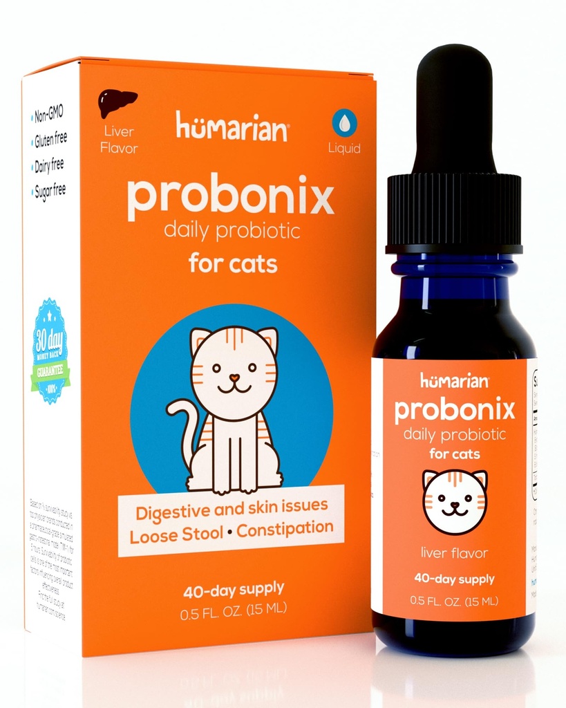 Cats 용 Humarian Probonix 액체 프로바이오틱스 - 8-Strain Cat Probiotic Drops to Fortify Feline Gut Health, Dental Health, Immunity and More - 30-Day Supply - 실시간 풍미