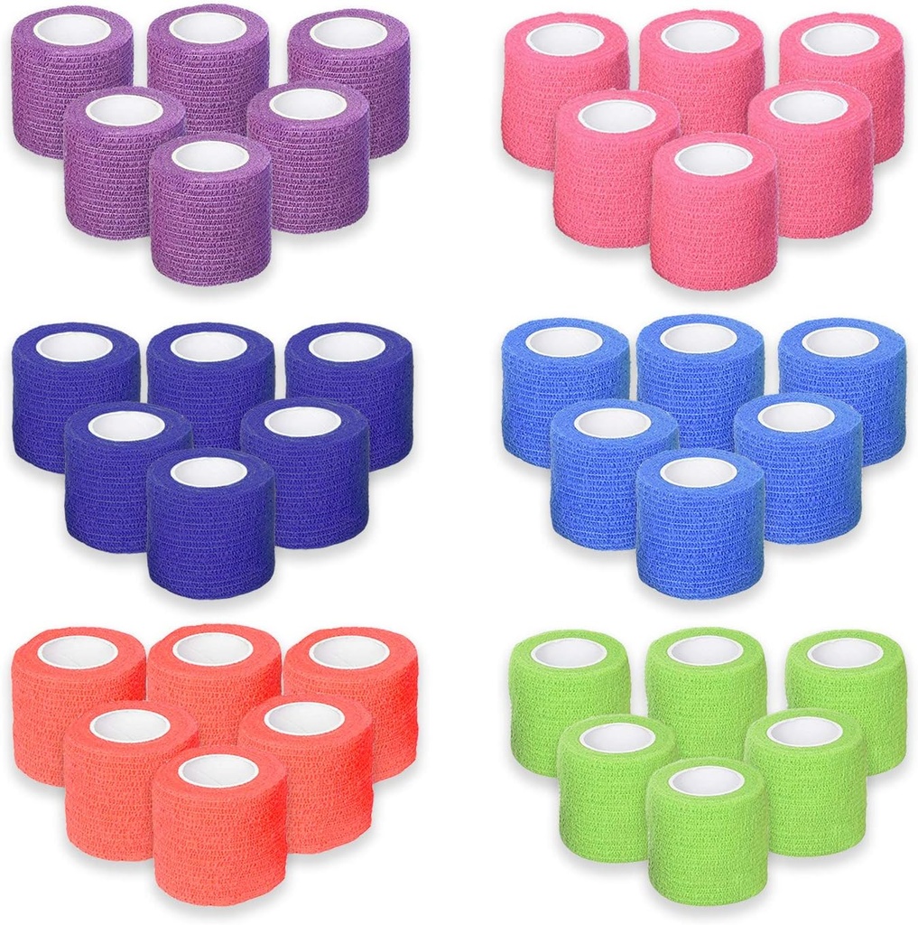 Ever Ready First Aid Self Adherent Cohesive Bandages 2" x 5 야드 - 36 개, 레인보우 색상
