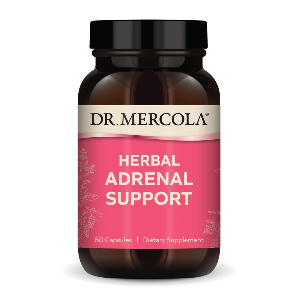 Mercola Herbal Adrenal Support, 30 서빙 (60 캡슐), Dietary Supplement, Mood 및 스트레스 관리, 비 GMO