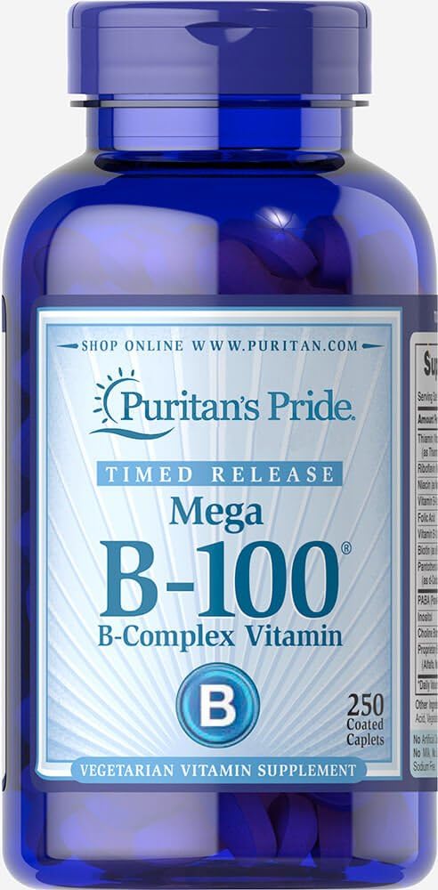 Puritan의 Pride 비타민 B-100 Complex Timed Release Caplets, 250 카운트