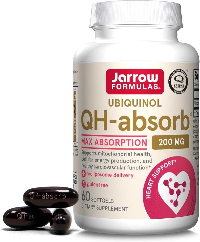 Jarrow 공식 QH-absorb 200 mg - 높은 흡수 Co-Q10 - Co-Q10의 활동적인 산화 방지제 모양 - 지원 Mitochondrial 에너지 생산 &Cardiovascular 건강 - 60까지 서빙