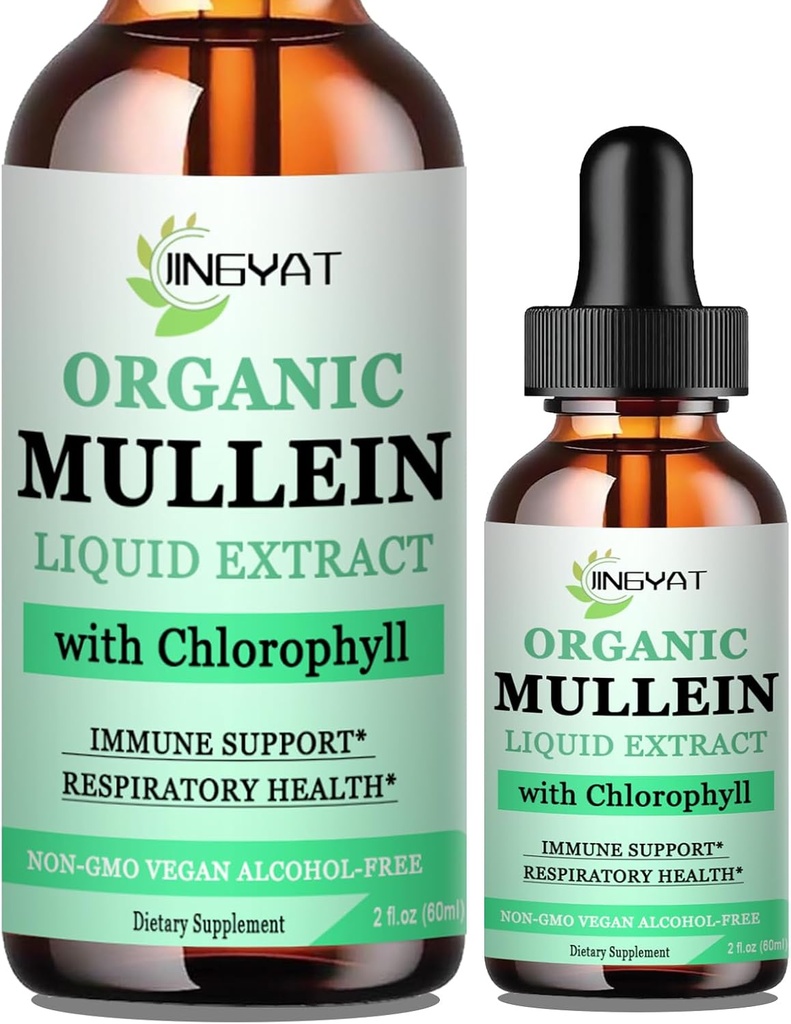 Lungs를 위한 Mullein 하락 | Chlorophyll, 비타민 C, 면역 지원을 위한 Cinnamon를 가진 강력한 Mullein 잎 추출물, Detox & 호흡 지원, 기관 지원 | Non-GMO, Kosher, 글루텐 자유로운