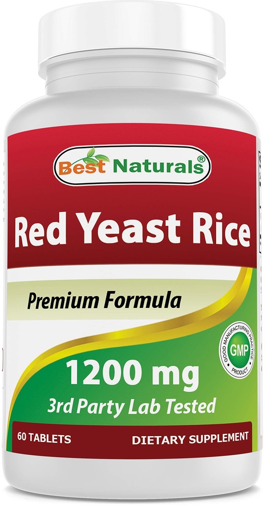 최고의 자연 붉은 효모 쌀 1200 Mg 60 정제 (시린 무료)