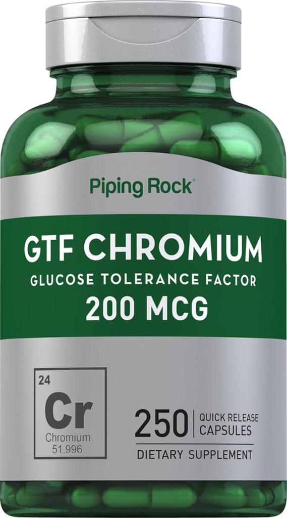 배관 바위 GTF 크롬 200 mcg | 250 캡슐 | 포도당 허용 인자 보충교재 | 비 GMO & 글루텐 무료