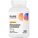 PureFormulas 칼륨 보충교재 킬레이트 99 mg 에너지, Nerve, 근육, 신장, 심장 및 해골 지원, 비 GMO - 100 채식 캡슐을 위한 높게 흡수성 순수한 칼륨 공식