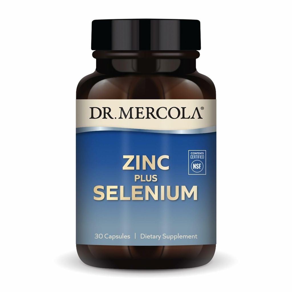 Mercola 아연 플러스 셀레늄 - 미네랄 혼합 보충 - 면역, 두뇌 및 호흡 지원 - 아연 글리세라이드 킬레이트 및 구리 - GMO-Free & 글루텐 - 무료 30 캡슐 (30 인분) 포함