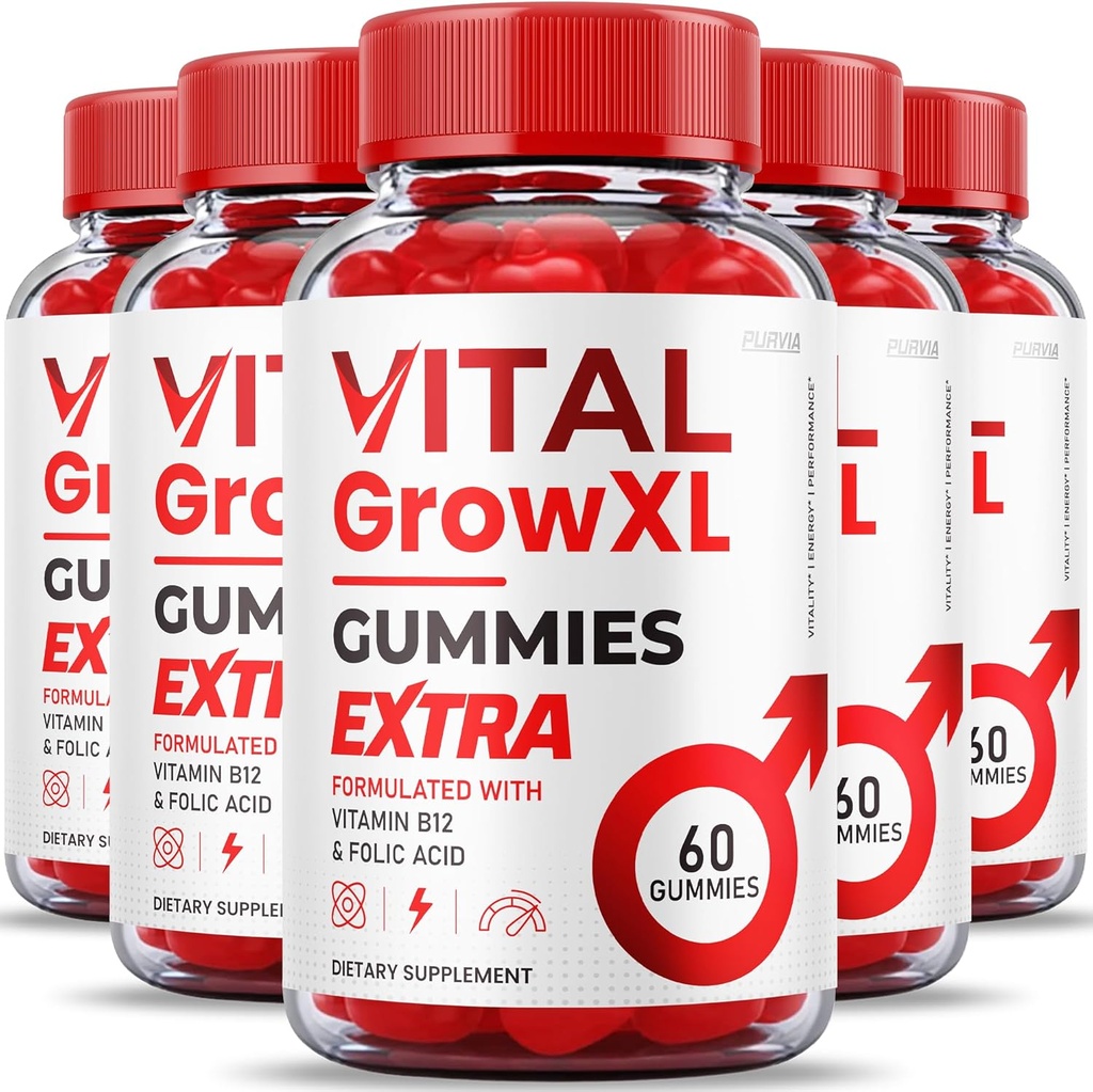 (5 팩) Vital 성장 XL Gummies - 최대 힘 공식 - 바이알 성장 XL 극단적 인 힘 공식, 바이탈은 XL 리뷰, 전체 일일 건강 지원 1000mg 최대 웰빙 보충 (300 Gummies)