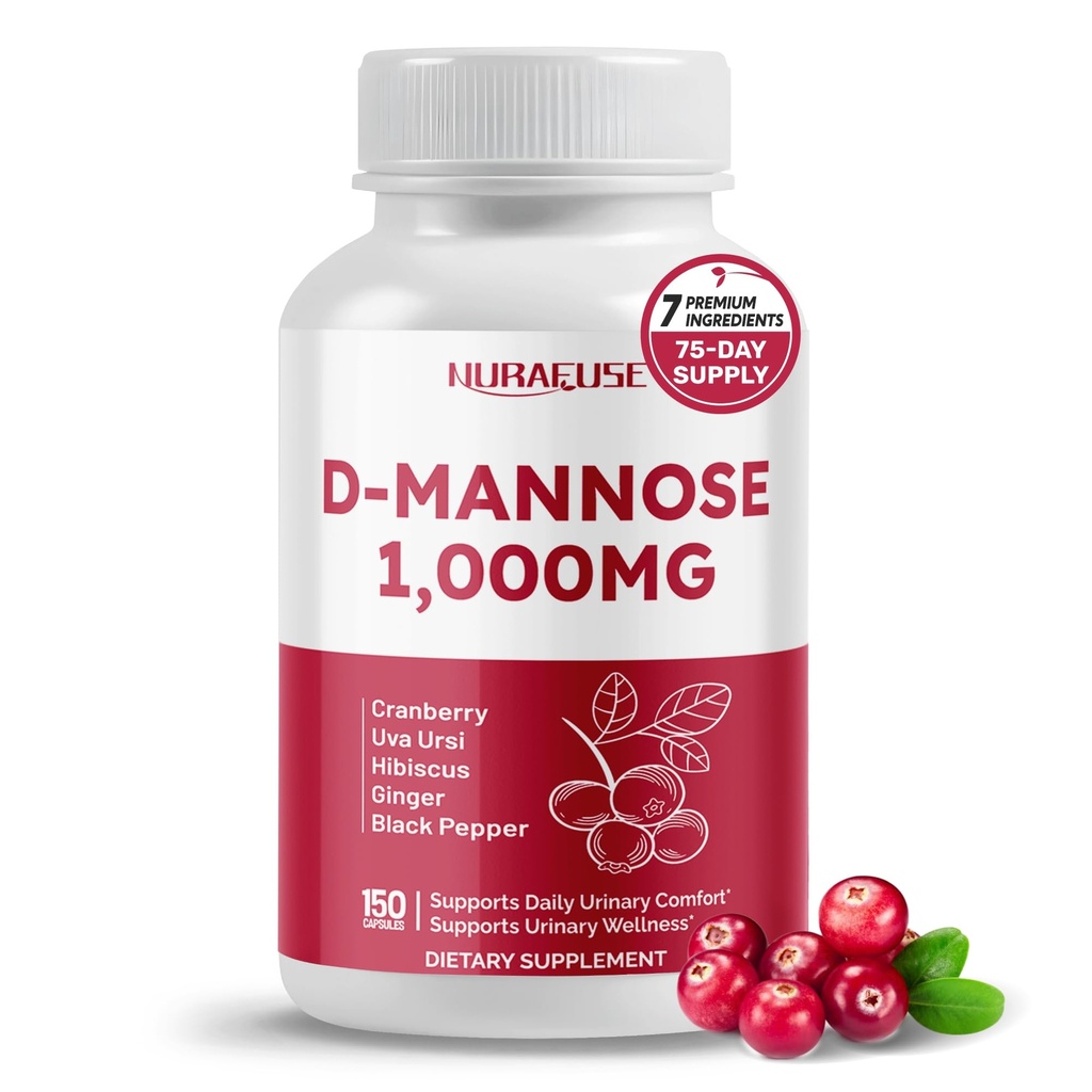 Cranberry, Uva Ursi, Hibiscus, Ginger, Black Pepper와 함께 D-Mannose - 미국에서 제작 및 테스트 된 Urinary Tract Health, Bladder Cleanse 지원