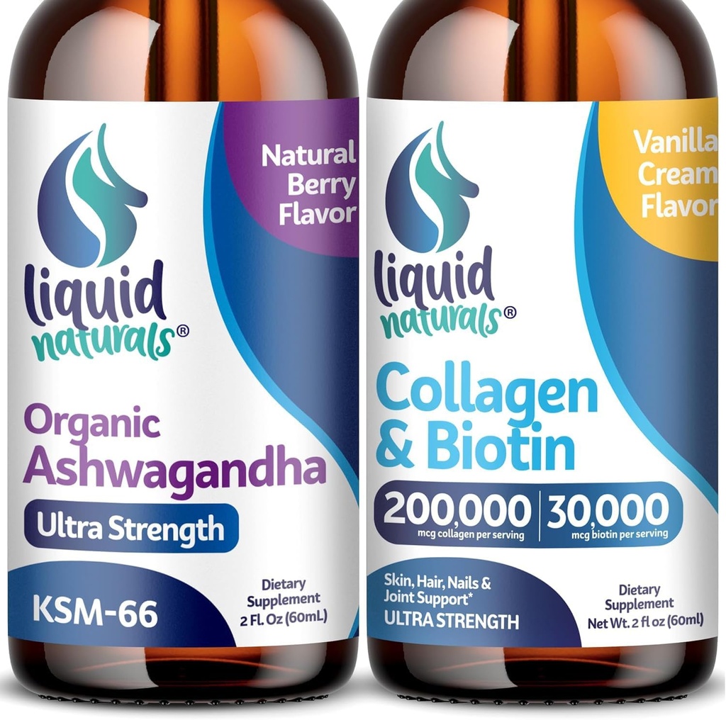 액체 콜라겐, 2 Fl. Oz Ultra-Strength 액체 콜라겐 여성, 비타민 B7 콜라겐 펩타이드, 바이오틴 및 콜라겐 보충제 │ Ashwagandha Drops - 2000mg - 6X 강한 약과 캡슐, As