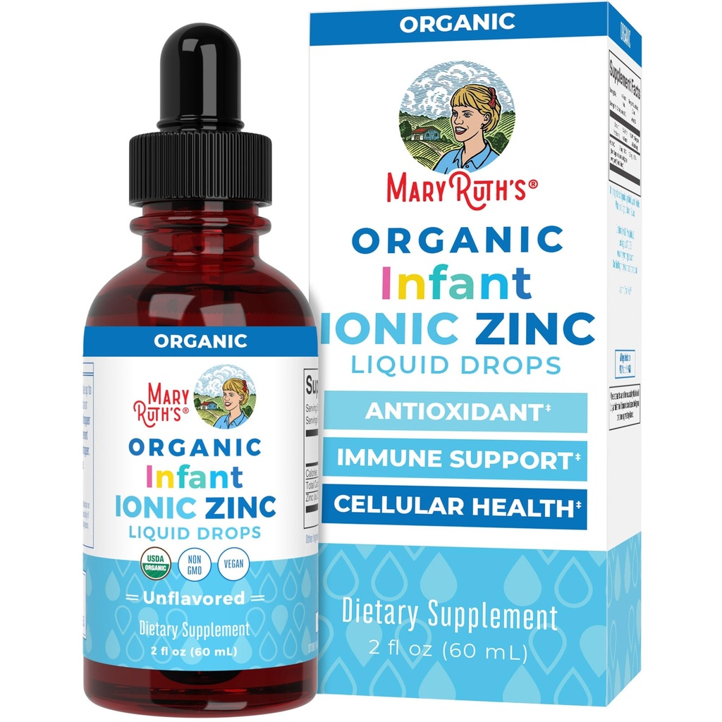 MaryRuth Organics Organic Infant Ionic Zinc Liquid Drops | 면역 지원용 아연 황산 | 유기농 글리세린 | 산화방지제 | Vegan | 아기 연령 6-12 개월 공식화 | 1 개월 공급 | 2 Fl Oz