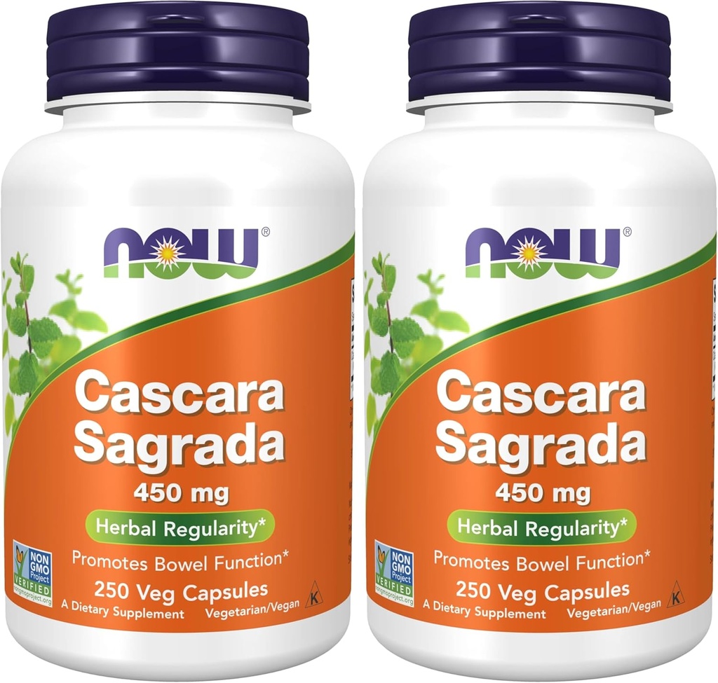 지금 보충 교재, Cascara Sagrada (Rhamnus Purshiana) 450 mg, 250 Veg 캡슐 (2의 팩)