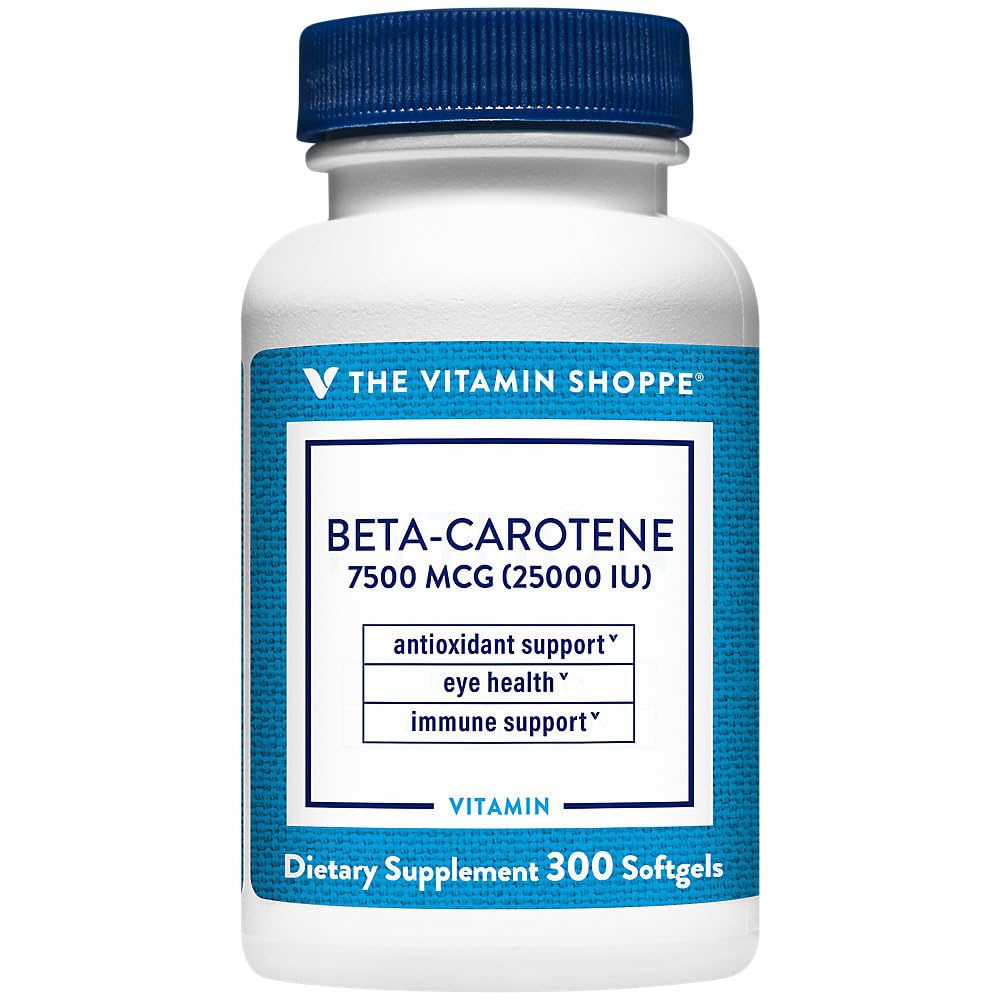 비타민 Shoppe Beta-Carotene 2,500IU (비타민 A), Vision & Immune Health를 위한 산화 방지제 지원 (300 Softgels)