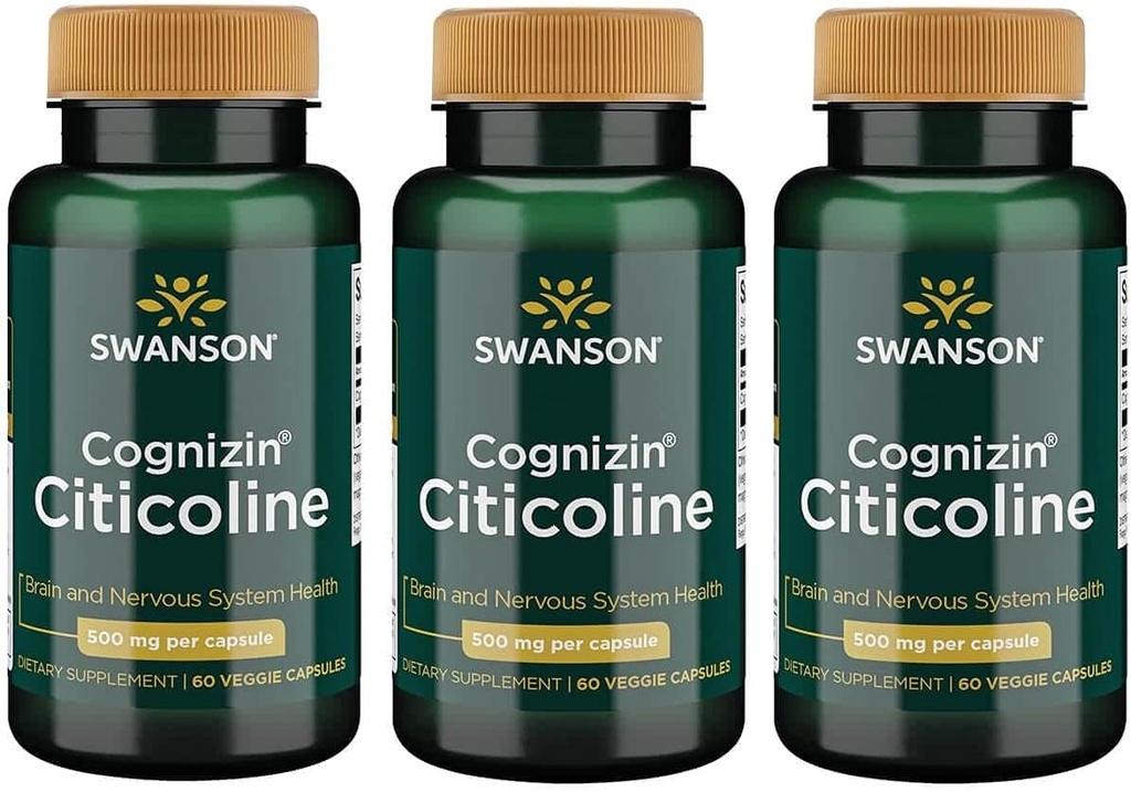 Swanson Cognizin Citicoline 1,000 밀리그램 60 Veg 캡슐 (3 팩)