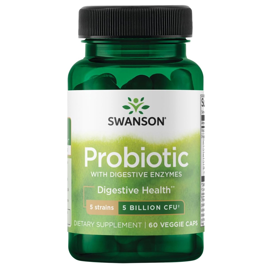 Digestive 효소를 가진 Swanson Probiotic 5억 Cfu 60 Veg 캡슐
