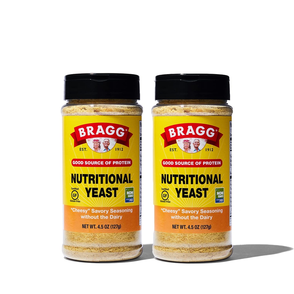Bragg Premium Nutritional Yeast Seasoning - Vegan, Gluten Free - 단백질 및 비타민의 좋은 소스 - 영양 Savory Parmesan Cheese Substitute (오리지널, 4.5 Ounce (팩 2))