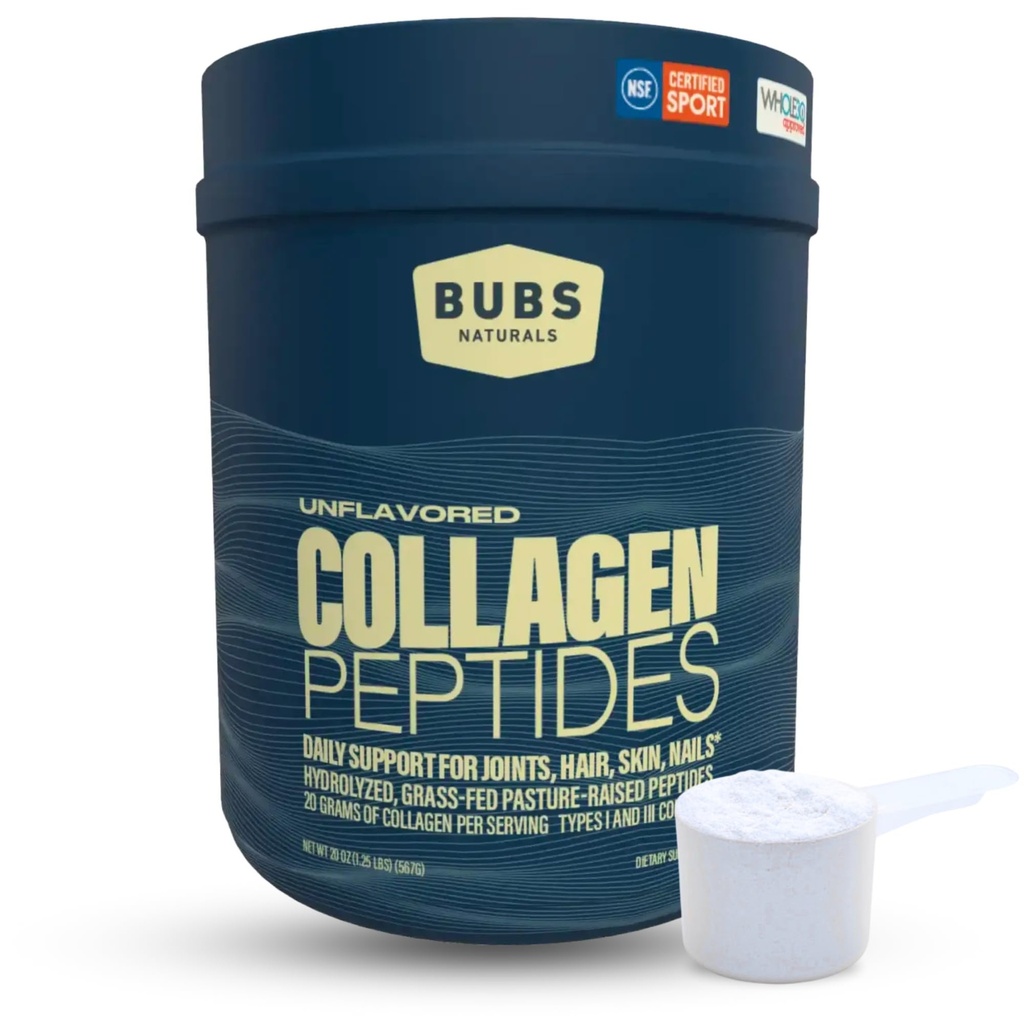 BUBS 자연적인 교원질 펩티드 분말, 여자 & 남자를 위한 교원질, 가수분해한 펩티드, Unflavored Pasture 절상된 잔디 Fed, Paleo Keto 친절한, 지원 머리 피부 & 합동 건강 (20 oz) 28의 서빙