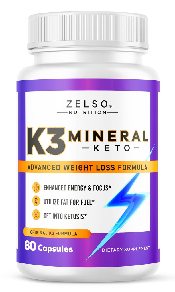ZELSO K3 여성과 남성, K3 미네랄 알약 - K3 소금 무기물, 비타민 + K3 캡슐 보충 Keto 체중 감소 - 1 개월 공급