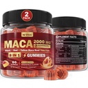 2 팩 설탕 무료 마카 뿌리 Gummies 2000mg Ashwagandha, Tribulus Terrestris, Rhodiola, Panax Ginseng, L Arginine & L Tyrosine - 여성을 위한 유기 까만 빨간 노란 마카 뿌리 에너지 지원