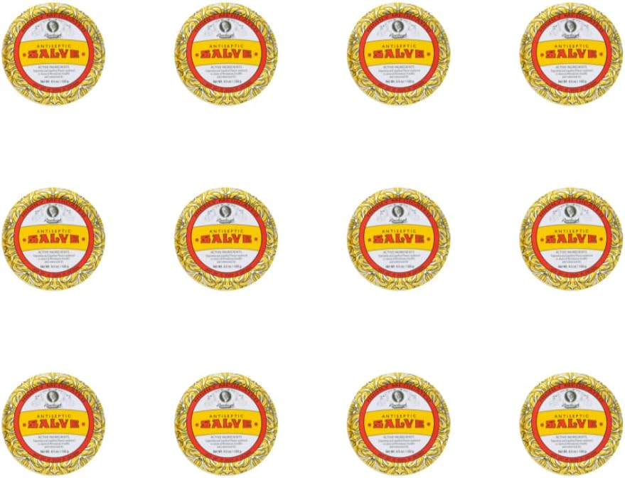 Rawleigh Antiseptic Salve Iconic Yellow Big Tin : 4.5 온스, 다목적 연고, Bruises, Irritations, Turpentine, Phenol, Cottonseed Oil & Paraffin, Original Formula - 12 팩