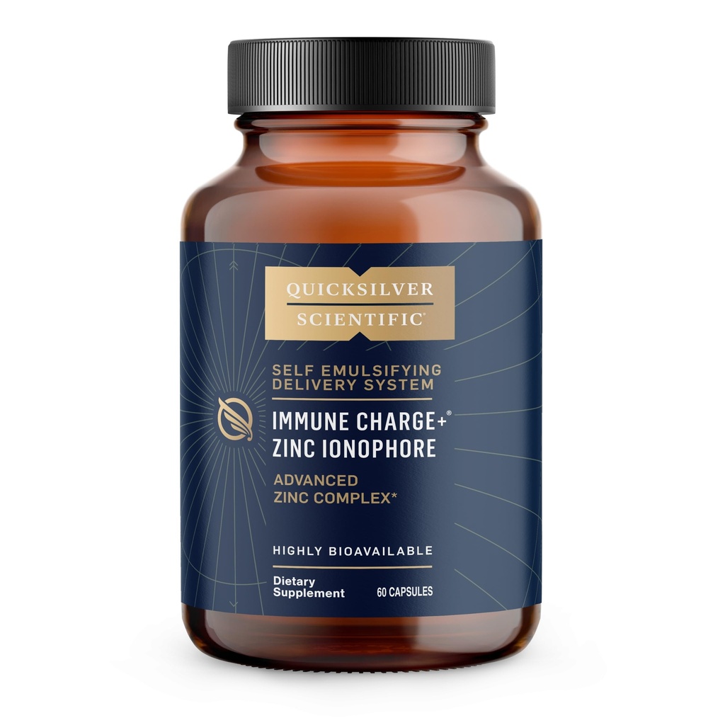 Quicksilver Scientific Immune Charge+ 아연 Ionophore - Quercetin, Luteolin, Hesperetin Immune + GI 지원 (60 캡슐)와 복합 아연 보충