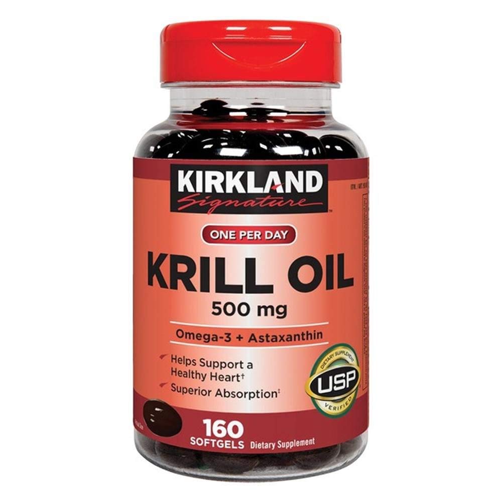 Kirkland 서명 크릴 기름 500 mg., 160 Softgels
