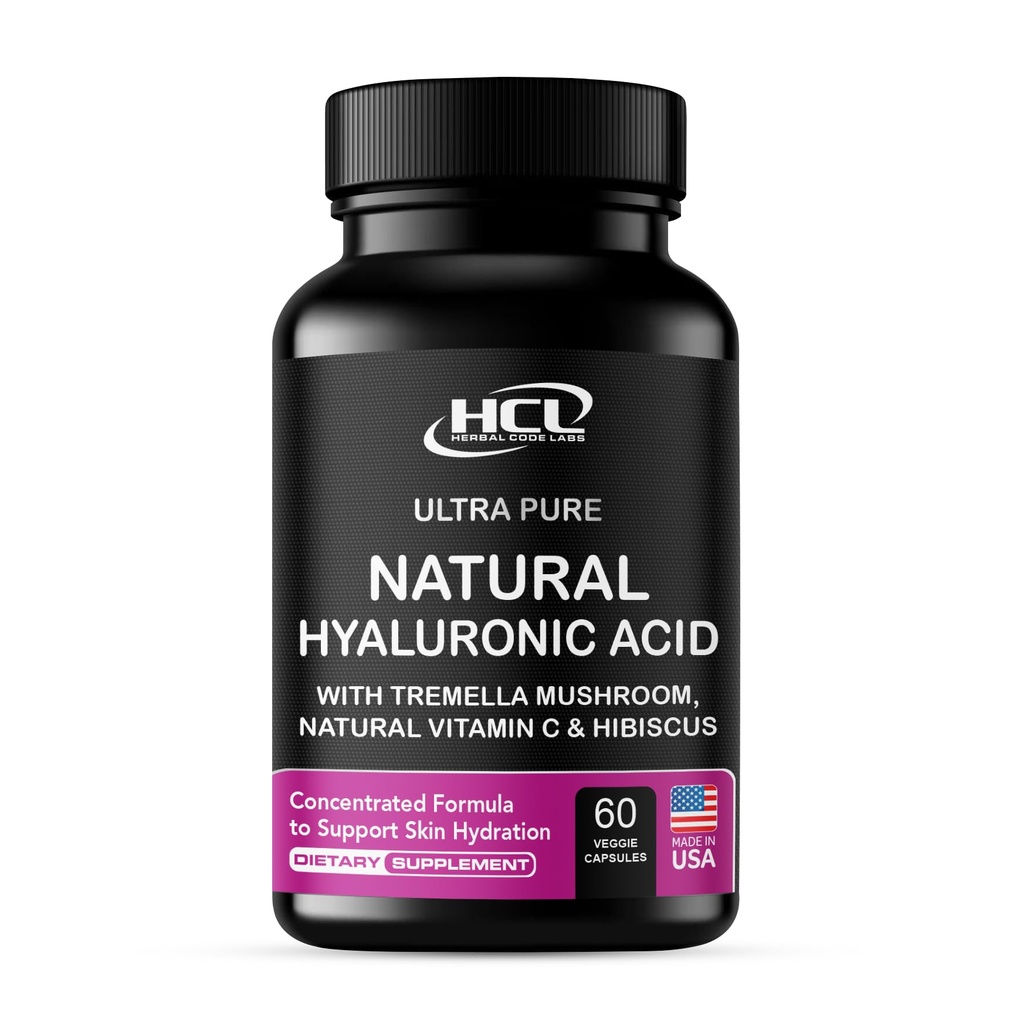 자연적인 Hyaluronic 산 보충교재 5X 비타민 C & Hibiscus를 가진 순수한 Tremella 버섯에서 더 강한 Hydration 알약 - 피부 보충교재 반대로 주름 규정식 캡슐 - 머리 못 비타민