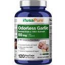 NusaPure 무취 마늘 100:1 추출물, 5000mg 캡슐에 동등한 50 mg | 120 Veggie Cap | 높은 효능 | 초본 보충 | 비 GMO