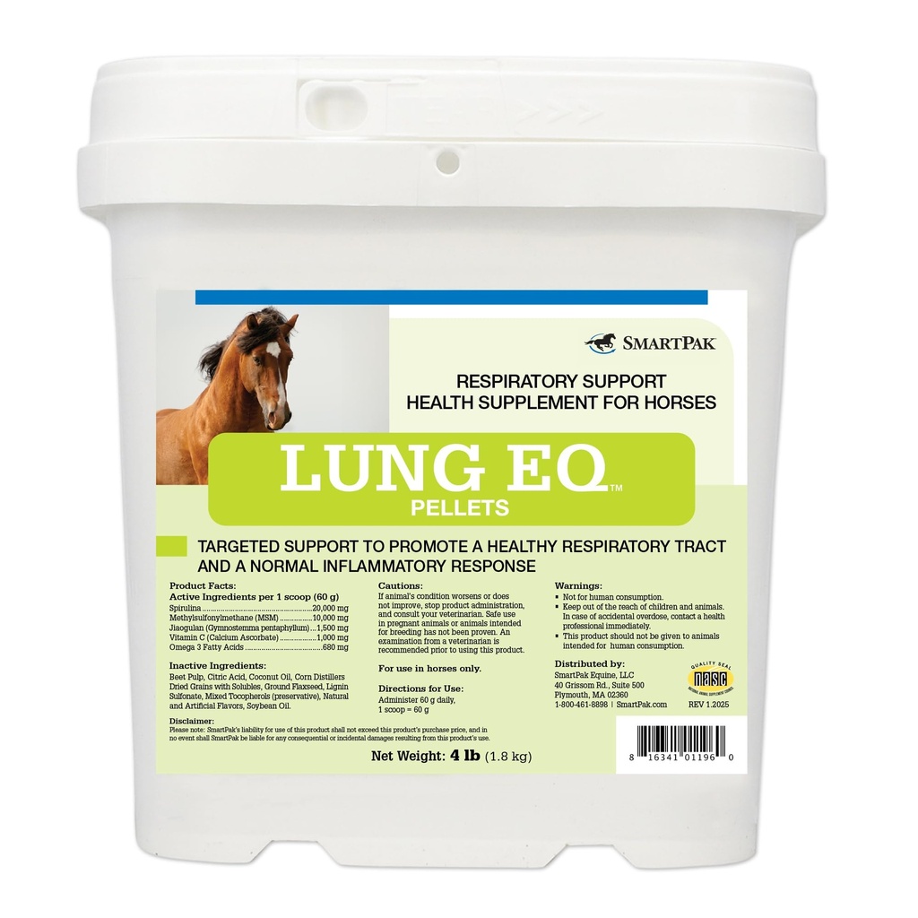 호흡 지원을위한 SmartEquine Lung EQ 펠릿 | 말 건강 | 항 산화제, 허브, 미네랄과 함께 말에 대한 Spirulina | 호흡 및 면역 지원을위한 Equine 펠릿 | 4 LB