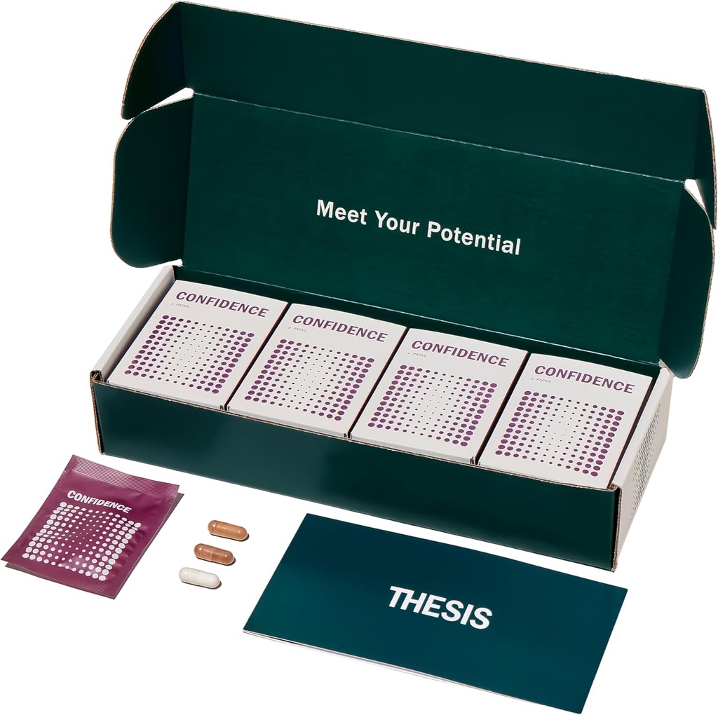 Thesis Confidence - Nootropic Brain Support Supplement - Soothe Nerves & Promotal Well-Being 촉진 - Ashwagandha, Saffron, L-Theanine & More - 24 서빙 - 1 개월 공급