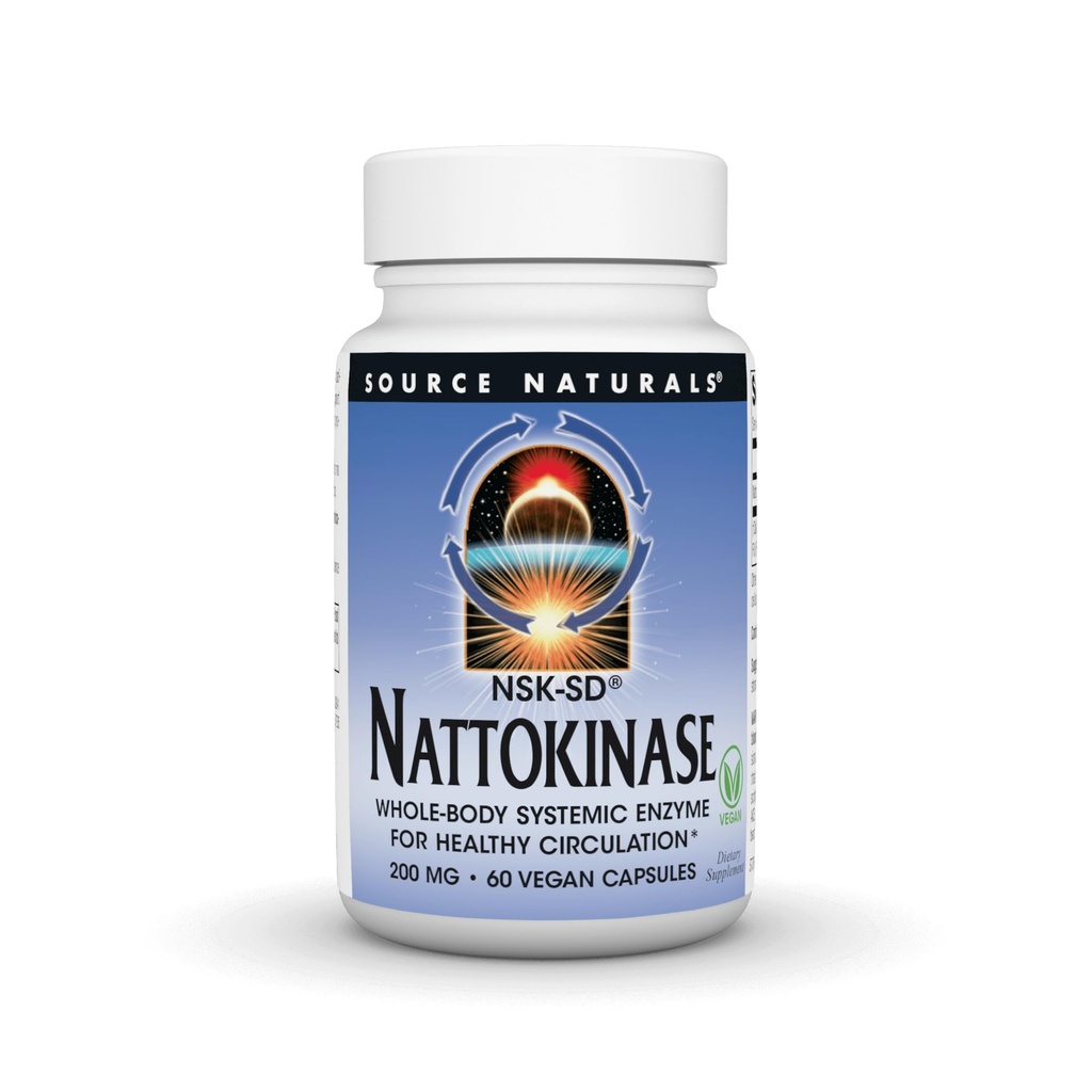 Source Naturals NSK-SD, Nattokinase, 채식 친화적 인, 건강한 순환을위한 전체 바디 시스템 효소 *, 200 mg - 60 채식 캡슐