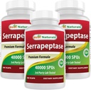 최고의 자연 Serrapeptase 40000 SPUs 180 캡슐 (180 개)