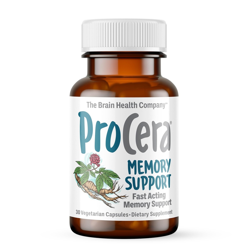 Procera 메모리 지원 - 60 + 성분 연구 기반 - Boost Mental Performance - Clarity - Mood Stability - 스트레스 - 정신 피로 - Adaptogen - Ginseng - Ginkgo Biloba - 30 카운트