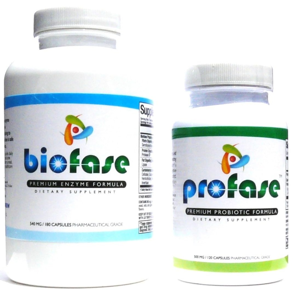 Biofase-Enzyme & Profase-Probiotic Kit - Biofilm Defense, 건강한 소화 및 당신의 Flora Balance 지원 - 대형 키트