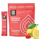 Just Live Advanced Hydration - Strawberry Lemonade, Electrolyte 음료 혼합, Tart Cherry Extract, 지원 복구 및 흡수, 낮은 설탕, 14 팩
