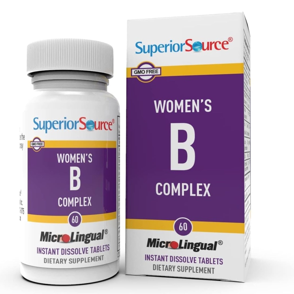 우량한 근원 여자?s B Complex - 여성을 위한 에너지 지원 보충교재 - 비타민 B12, 비타민 B3를 가진 Multivitamin & 더 많은 것 - B 비타민 보충교재 원조 심장 건강 - 60의 Sublingual 용해 정제