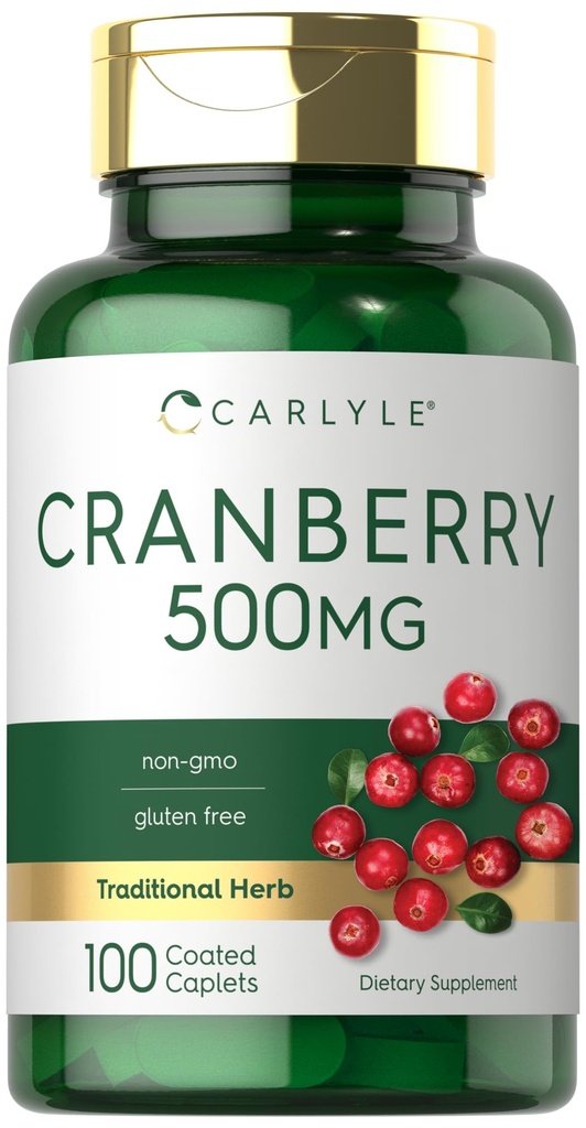 Carlyle Cranberry 알약 | 500mg | 100개의 모자 | Non-GMO, 여성 및 남성용 글루텐 프리 보충교재