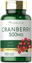 Carlyle Cranberry 알약 | 500mg | 100개의 모자 | Non-GMO, 여성 및 남성용 글루텐 프리 보충교재