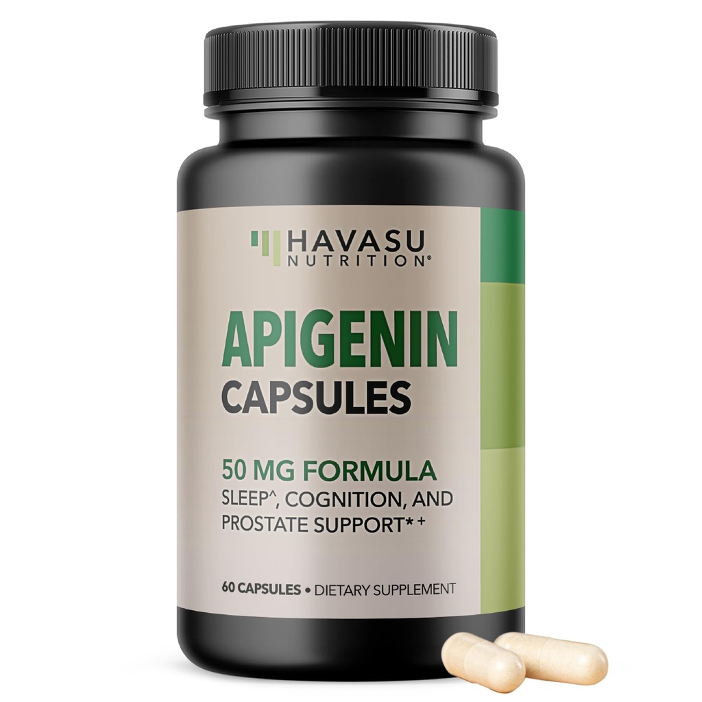 Apigenin 캡슐 50mg - 60의 조사, 채식주의자, 비 GMO, Sleep & Cognitive 지원 보충교재 - Relaxation, 전립선 건강, Melatonin 자유로운, 강화된 흡수를 위한 Liposomal 공식을 위한 Chamomile Flavonoid