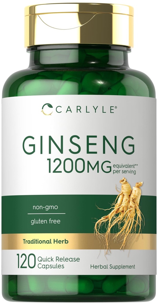 Carlyle Ginseng 추출물 보충교재 | 120의 캡슐 | 1200mg | 남자와 여자를 위한 알약 | 비 GMO와 글루텐 무료