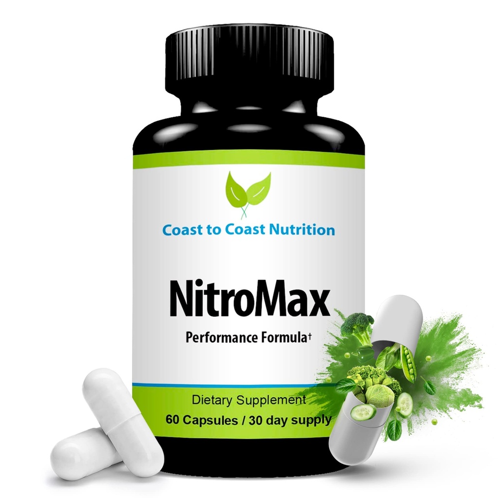 NitroMax 성능 공식 - L-Arginine Nitric 산화물 보충 플러스 Citrulline, AKG, Beta Alanine - 근육, 관성, 에너지, 순환을 건설하십시오 - 운동 더 열심히 - 60 L 아르기닌 캡슐
