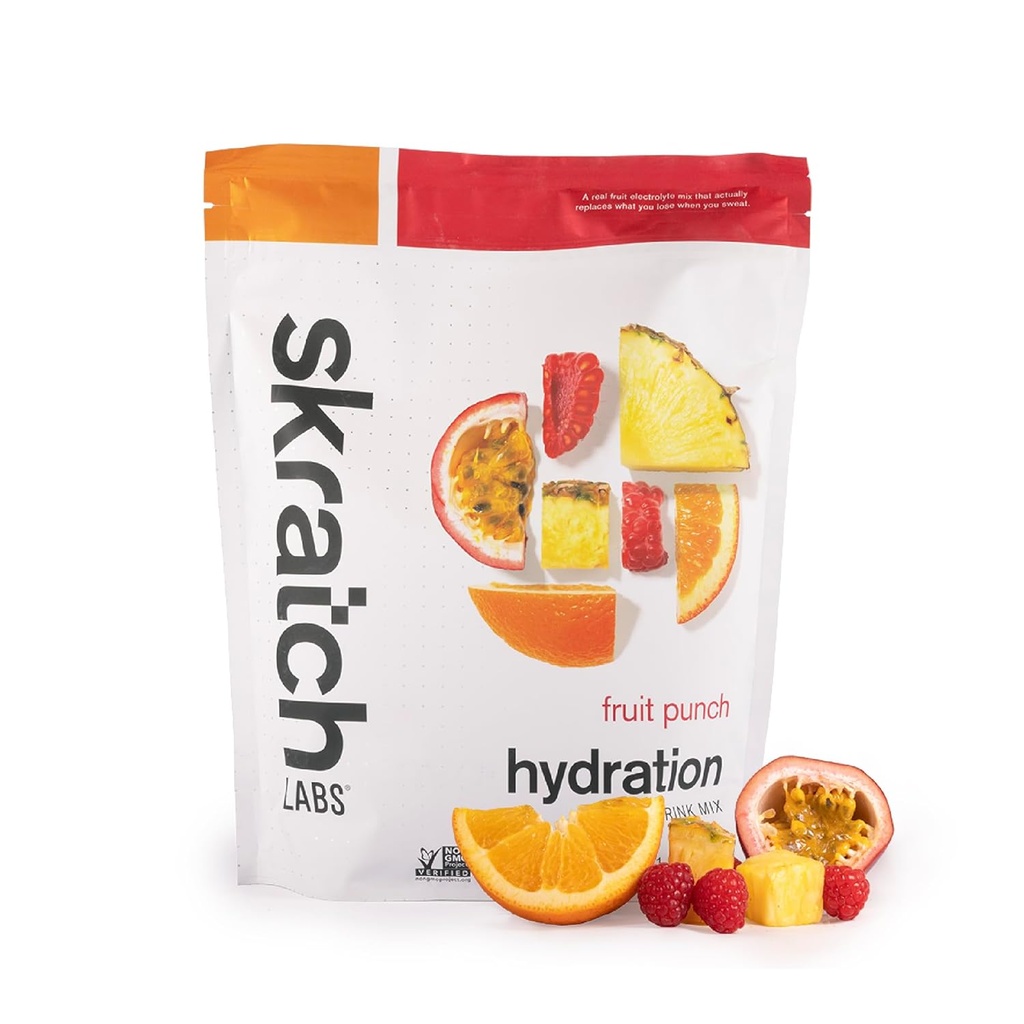 Skratch Labs Hydration Powder | 스포츠 드링크 믹스 | 운동용 전동 분말, 내구시간 및 성능 | 과일 펀치 | 60 인분 | 비 GMO, Vegan, Kosher