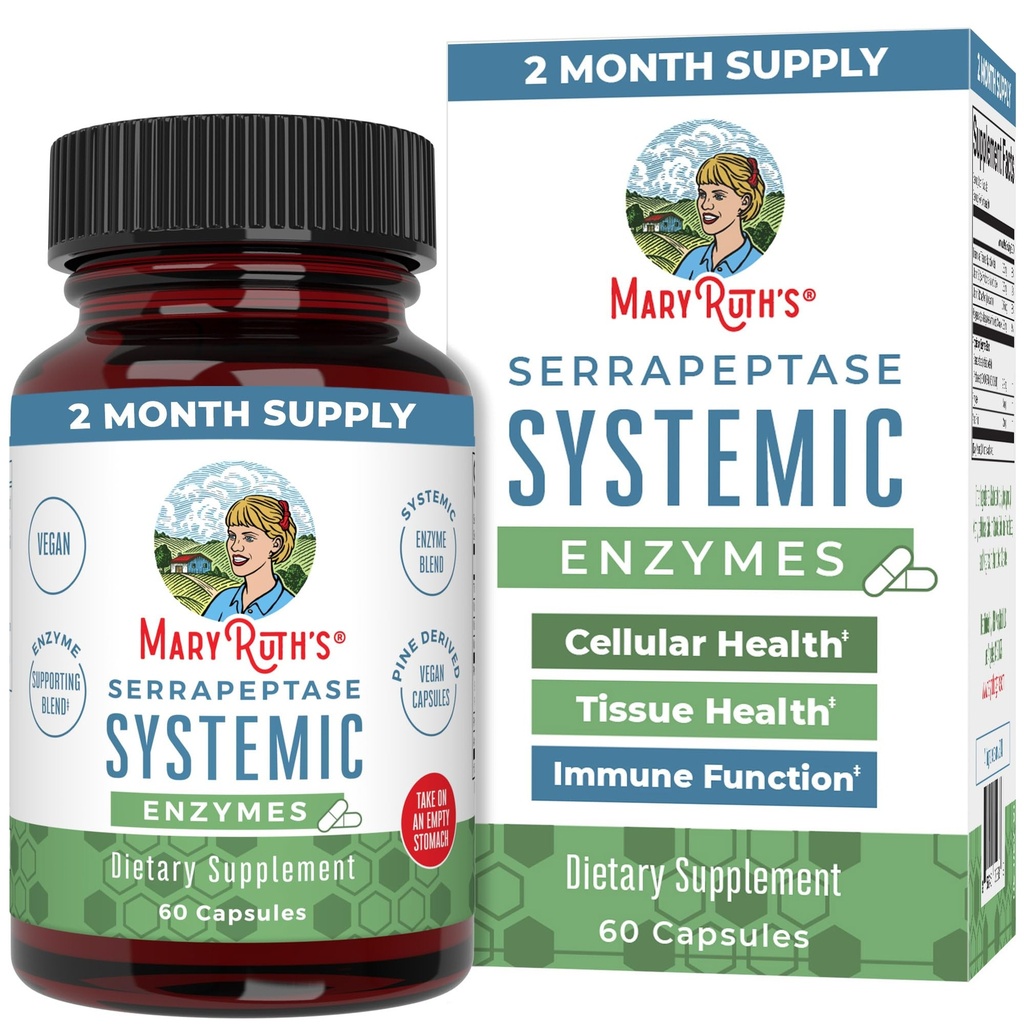 MaryRuth Organics Serrapeptase Enzymes Capsules | 최대 2 개월 공급 | 고농도 시럽 약용 효소 보충| 조직 건강 및 세포 건강 | Vegan | 글루텐 무료 | 60 개