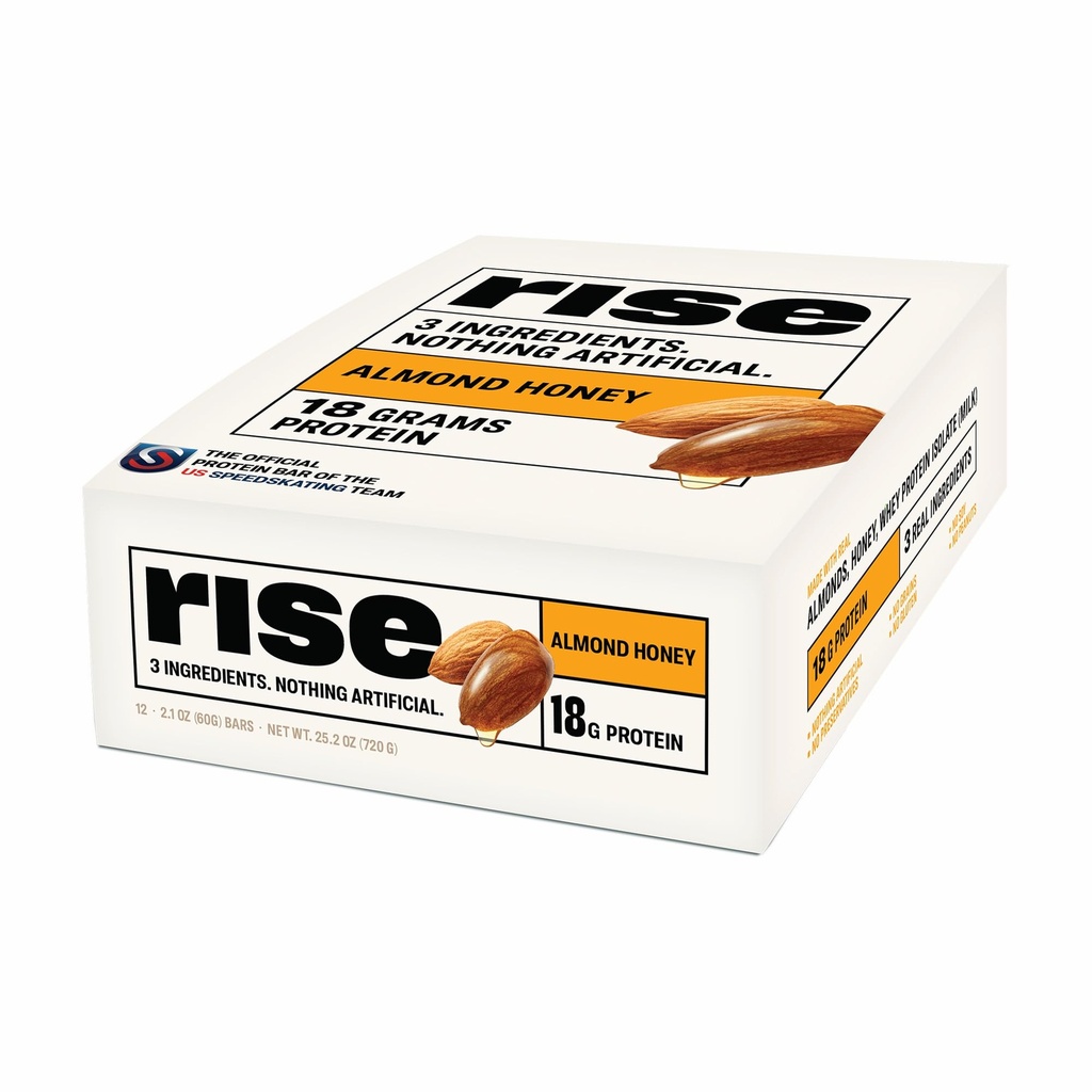 Rise Breakfast Whey Protein Bar 알몬드 꿀, 18g Protein, 2.01 oz (12 팩)
