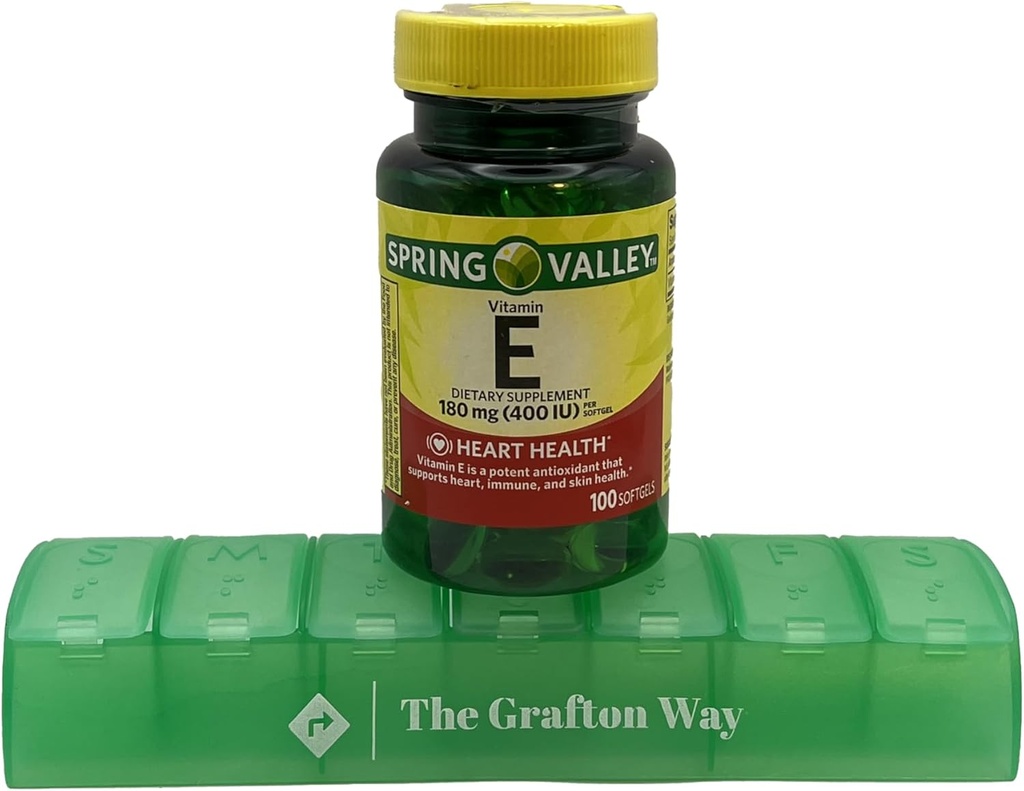 스프링 밸리 비타민 E 다이어트 보충, 180 mg, 100 무료 Grafton Way Pill 주최자