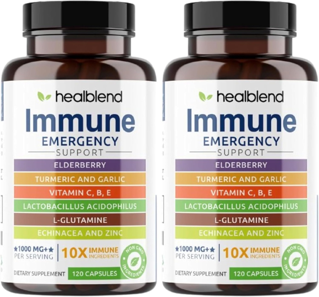 Elderberry, 아연, Echinacea, Turmeric, Lactobacillus Acidophilus, 성인 (2 팩)을 가진 1개의 Immune 지원 보충교재 승압기에서 healblend 10