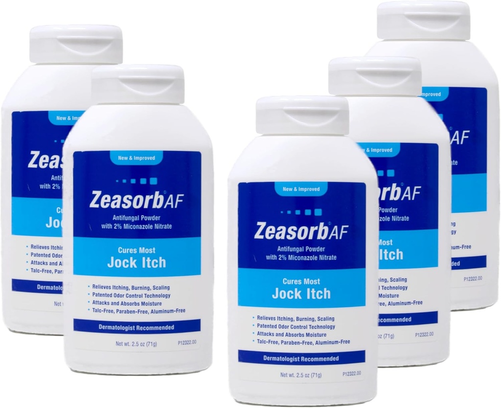 2% Miconazole 질산염을 가진 Zeasorb AF 항진균성 분말은, 대부분의 Jock Itch, 2.5 oz (포장 5)를 치료합니다
