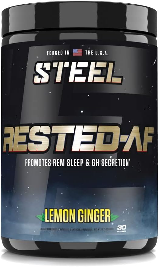 스틸 보조 식품-AF I Deep Sleep Aid 및 GABA 및 Valerian Root Extract가있는 근육 회복 분말 | 스트레스 완화 및인지 지원 | 30 서빙 (레몬 생강)